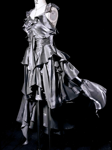 Niulatu High Low Irregular Spaghetti Straps Gray Short Prom Dresses Birthday Outfits SD490